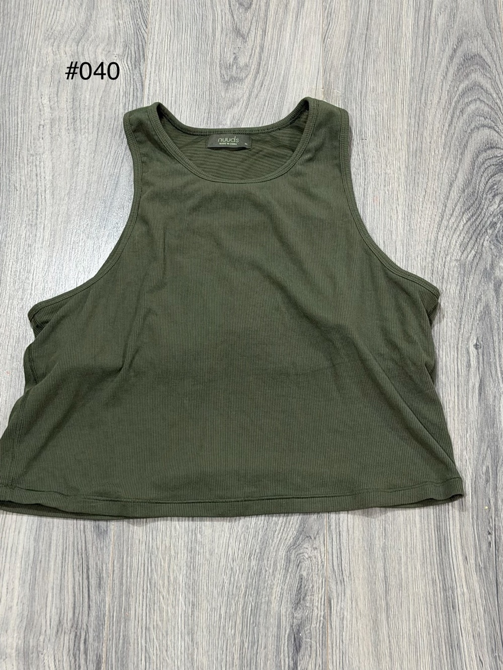 nuuds Olive Ribbed Tank Top